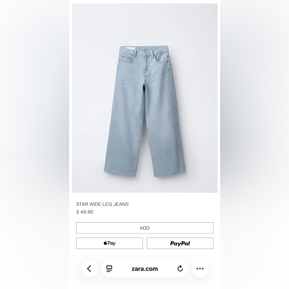 Zara Light Blue Star Embellished Wide Leg Jeans